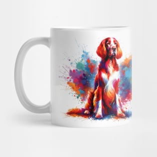 Colorful Irish Red and White Setter Artwork Mug